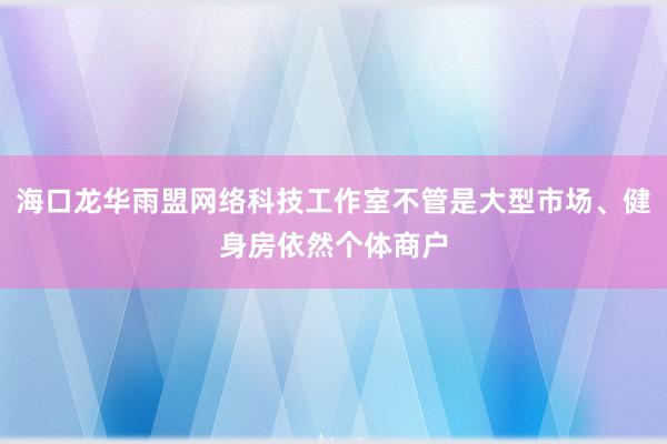 海口龙华雨盟网络科技工作室不管是大型市场、健身房依然个体商户